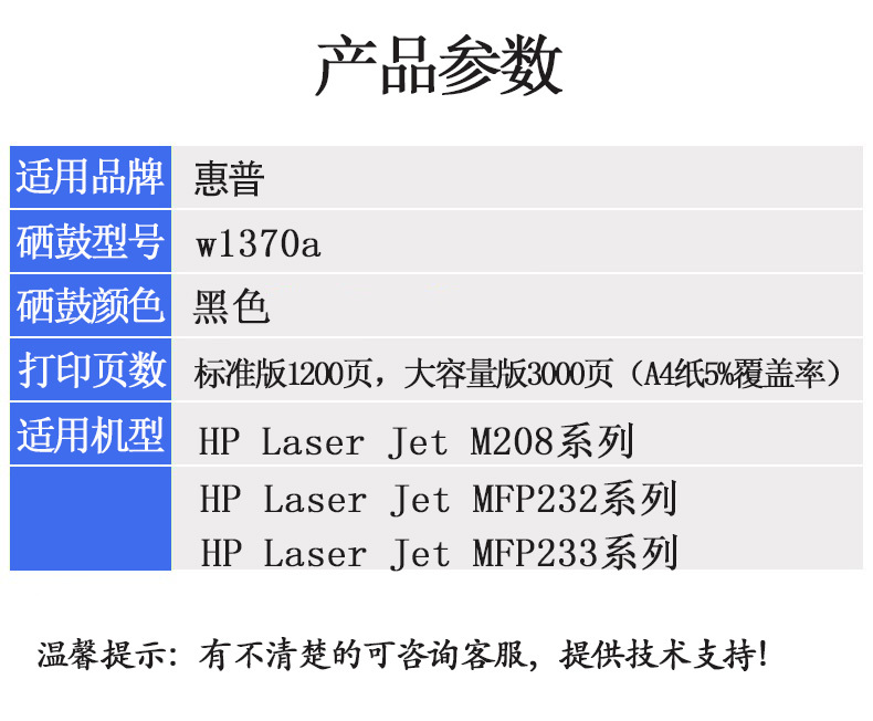 适用惠普W1370X硒鼓HP137A墨盒m208dw粉盒m232dwc碳粉m233sdw dn - 图2