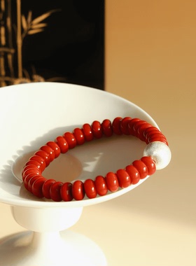 南红满肉手串纯银珠送礼新中式柿子红天然满色母亲节实用礼物手链