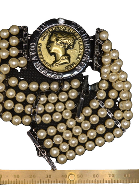 中古首饰 丹麦品牌 古罗马币四排珍珠项链 锁骨链 成色新 不退换