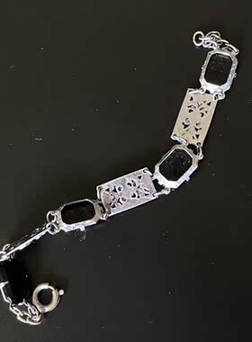 中古饰品首饰Vintage ArtDeco 新艺术风格黑白手链（不退不换）
