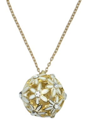 中古 珐琅花球吊坠长项链 不退换