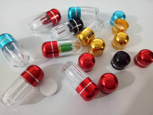一粒装胶囊瓶 透明胶囊壳金亚克力瓶属盖塑料包装小瓶子 - 图0