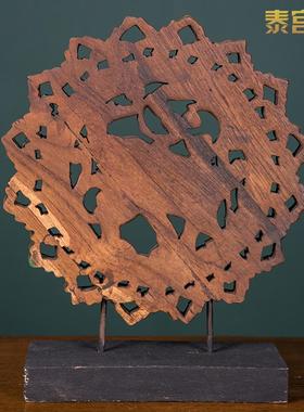 东南亚风格大象实木雕花摆件