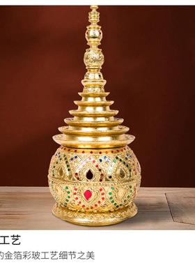 祝福木质调泰国佛塔建筑工艺品