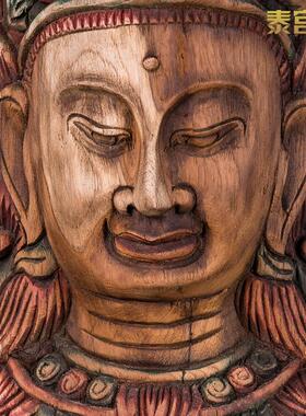 泰国佛头手工木雕装饰摆件