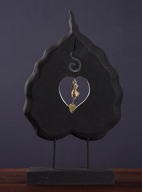 东南亚风格树叶型创意木雕摆件