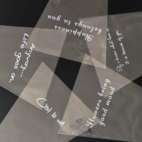 简易透明英文花束套袋鲜花玫瑰防水多支塑料包装袋花纸单支摆摊袋 - 图0