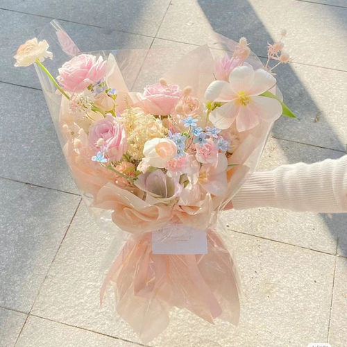 鲜花包装袋全透明多支袋弗朗康乃馨百合塑料干花袋包花纸摆地摊 - 图0