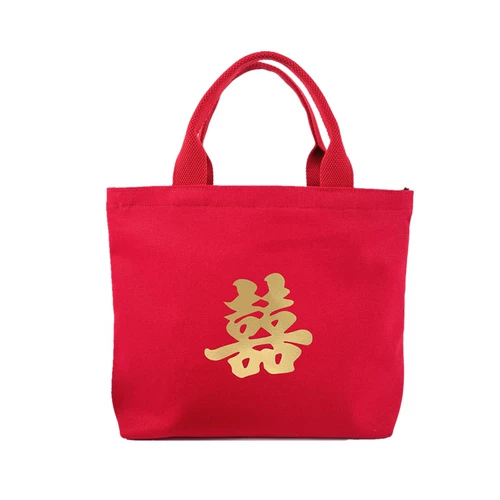 Красная вместительная и большая льняная сумка для матери