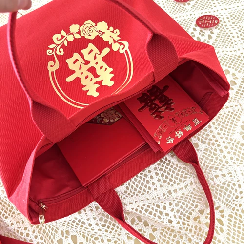 Барсетка для невесты, красная льняная сумка, тканевый мешок, бумажник