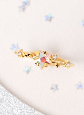 日韩甜美风五角星开口戒指18K真金保色大小可调节活扣指环手饰女