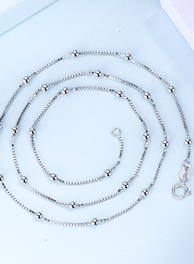 S925纯银盒子链包2.5珠韩版锁骨链配链DIY首饰厂家女简约