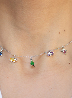 INS新款小恐龙脚链锁骨链18K金保色小众饰品热带小动物恐龙手链