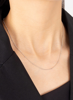 925纯银侧身间珠链女夏个性设计感间珠锁骨链冷淡风ins气质银饰品