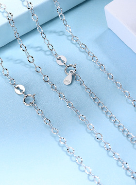 s925纯银项链车花压扁链时尚配链银饰搭配链锁骨单裸厂家直销热卖