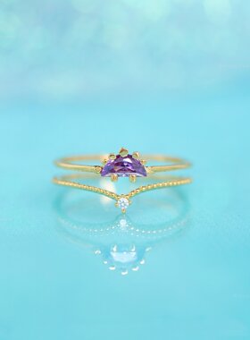 ins风火爆元素小恐龙戒指18K镀金保色饰品彩色镶锆石可爱指环女