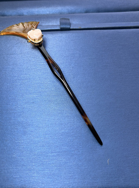 苏禾古董高级珠宝日本中古发簪镶嵌925银镀金粉色海鲜如意vintage