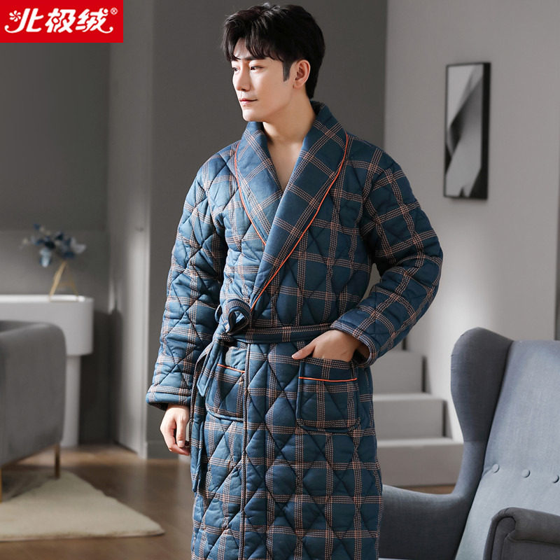 2025年冬季男士睡衣三层加厚纯棉夹棉睡袍冬天浴袍秋冬保暖家居服,淘宝优惠券,粉丝福利购,淘宝优惠卷