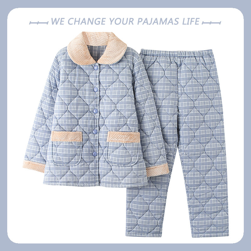 北极绒冬季夹棉睡衣女长袖三层加厚纯棉袄冬天保暖妈妈家居服套装,淘宝优惠券,粉丝福利购,淘宝优惠卷