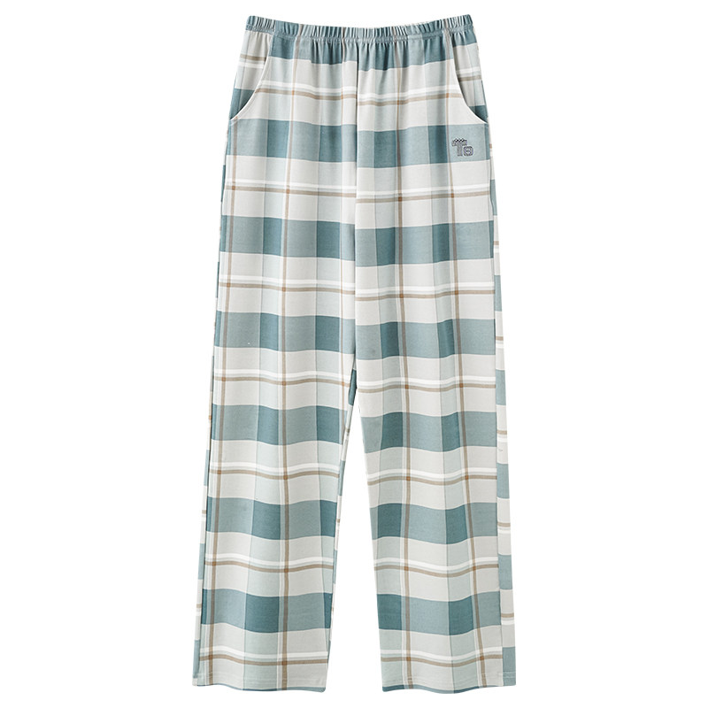 2026新款纯棉睡裤男士春秋休闲韩版格子长裤松紧带宽松直筒家居裤,淘宝优惠券,粉丝福利购,淘宝优惠卷