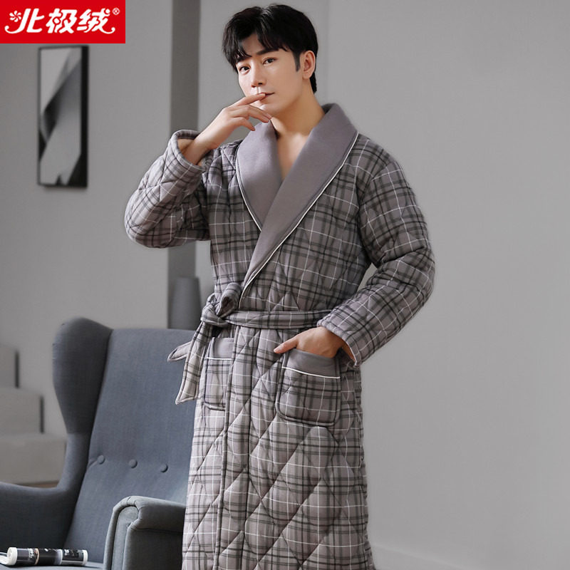 2025年冬季男士睡衣三层加厚纯棉夹棉睡袍冬天浴袍秋冬保暖家居服,淘宝优惠券,粉丝福利购,淘宝优惠卷