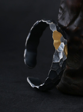 斯吾山石复古国风原创纯银手镯