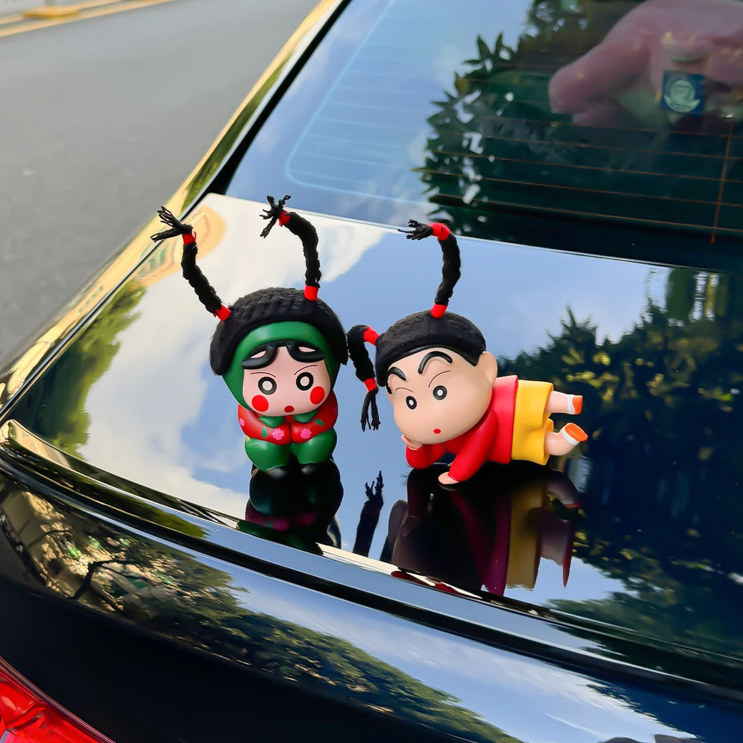 汽车摆件辫子翠花村花蜡笔小新车载车尾挂件车外装饰品玩偶公仔 - 图1