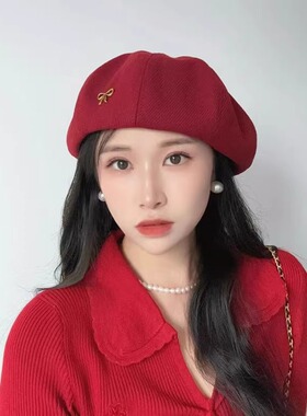 春秋季百搭八角贝雷帽女款显脸小