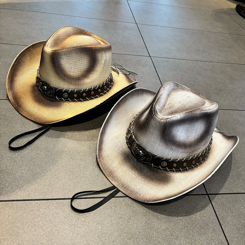 跨境新款复古牛仔帽子男夏罗马防晒遮阳帽骑马露营西部爵士草帽女,淘宝优惠券,粉丝福利购,淘宝优惠卷