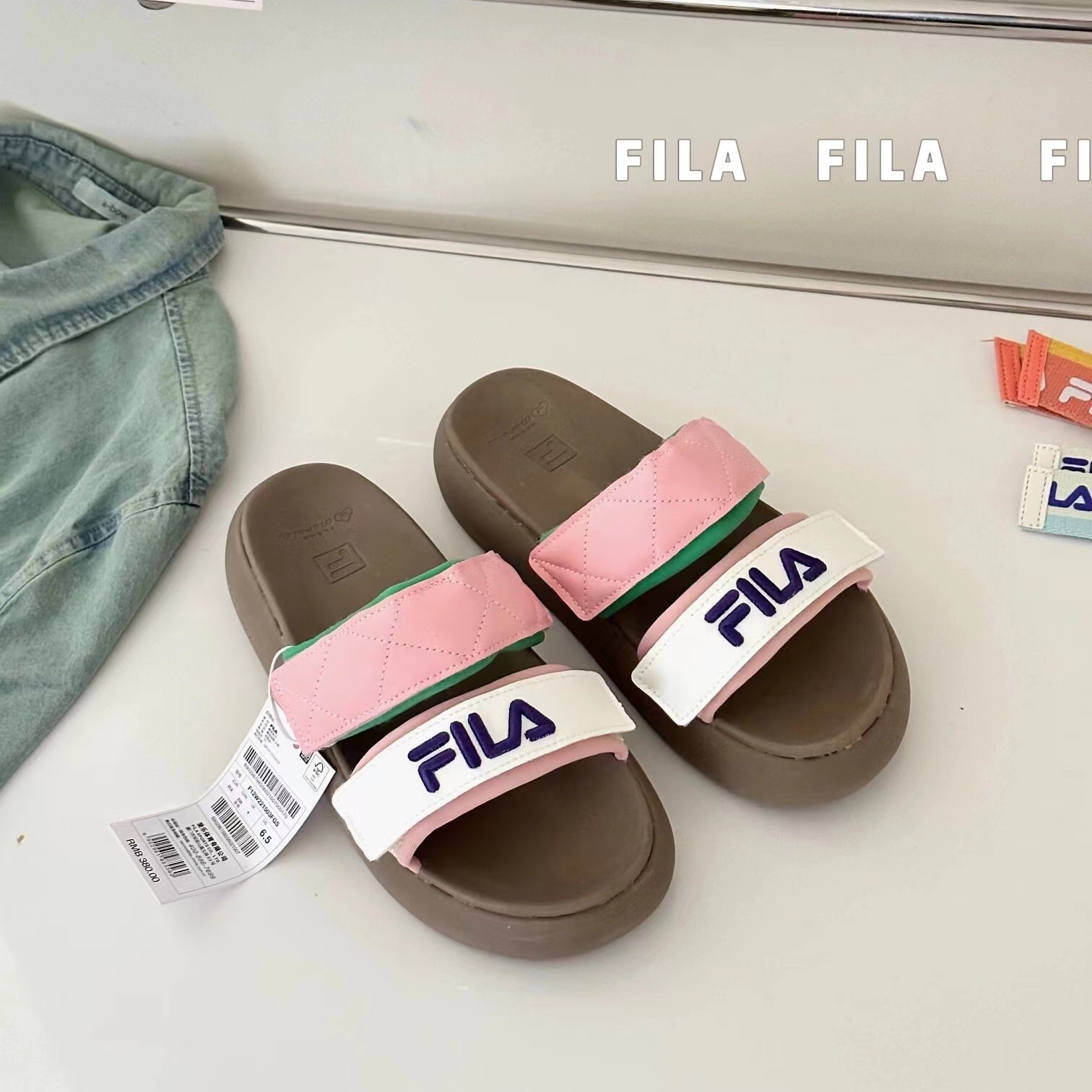 FILA 斐乐拖鞋女运动甜甜圈女鞋夏季沙滩鞋凉拖魔术贴休闲鞋DONUT - 图3