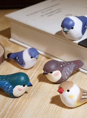 木雕迷你珍珠鸟电脑屏幕装饰品