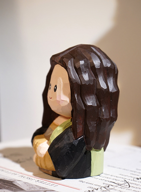 《蒙娜丽莎》手工木雕小摆件