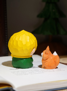 “小王子与狐狸”手工木雕小摆件