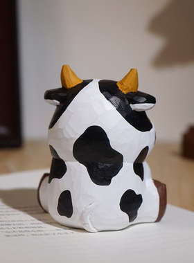 “好运牛牛”手工木雕小摆件