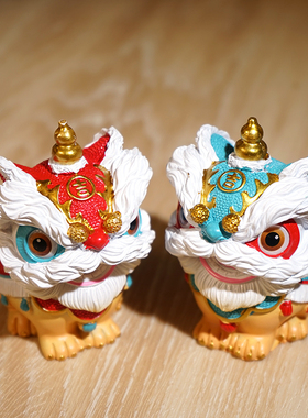 国潮醒狮小摆件可爱中国风