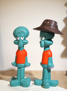 章鱼哥手工木雕小摆件