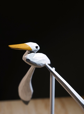 平衡海鸥手工木雕小摆件