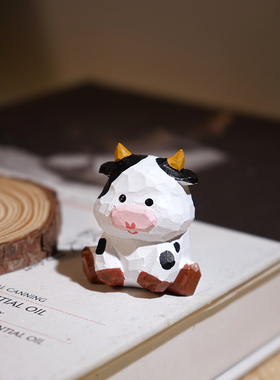 丑牛手工木雕小摆件卡通可爱