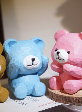 “乖乖熊”手工木雕小摆件