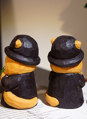 “人类之喵”手工木雕小摆件