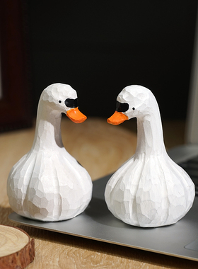 “算了呀！”蒜头鸭情侣手工木雕小摆件创意稳定治愈情绪桌面装饰