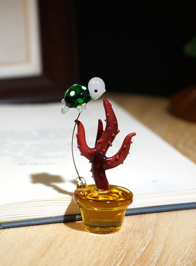 棕珊瑚绿乌龟|手工琉璃小摆件工位桌面创意小盆栽装饰玻璃工艺品