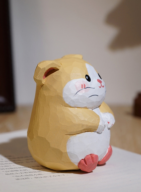 “好运小鼠”手工木雕小摆件