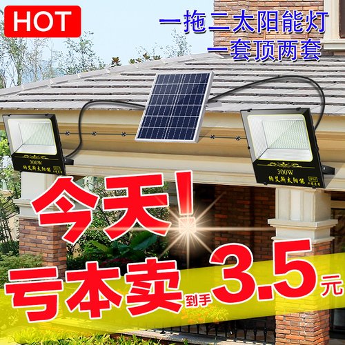新农村太阳能灯户外庭院灯一拖二天黑自动亮家用照明路灯LED超亮 - 图0