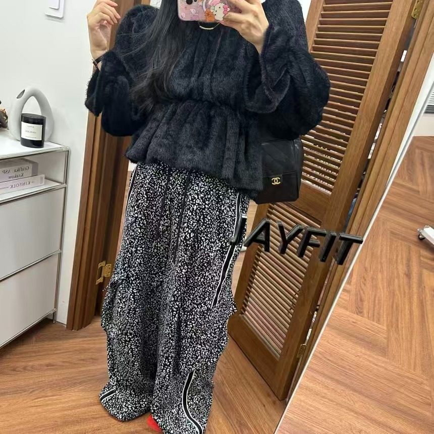 韩国东大门纯色圆领套头泡泡袖抽绳收腰短款毛毛衬衫女娃娃衫,淘宝优惠券,粉丝福利购,淘宝优惠卷