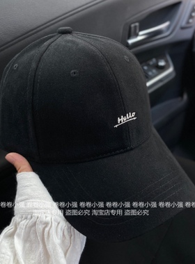 韩版hello小字母硬顶棒球帽女秋冬百搭加深大头围显脸小鸭舌帽男