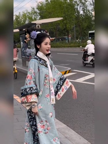 古装旗袍清代女装汉服清朝氅衣旗装格格服装新中式倒大袖连衣裙子 - 图0