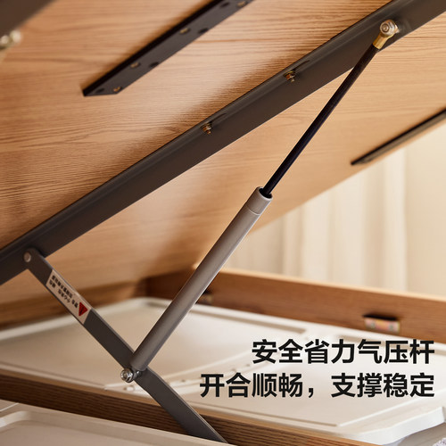 全友家居原木奶油风科技皮床小户型卧室落地高箱储物床软包双人床 - 图3