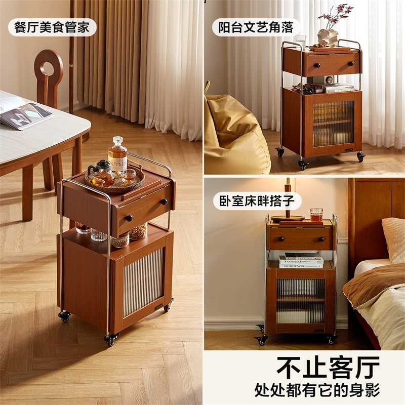 政府补贴全友家居中古风小推车客厅移动储物边几卧室床头柜零食桌,淘宝优惠券,粉丝福利购,淘宝优惠卷