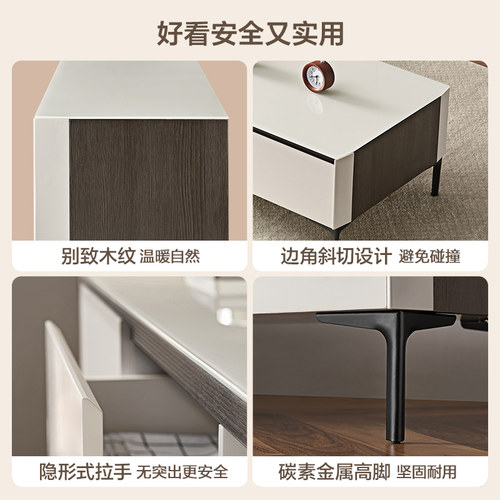 政府补贴全友家居现代简约玻璃茶几电视机柜组合客厅收纳储物柜子 - 图3